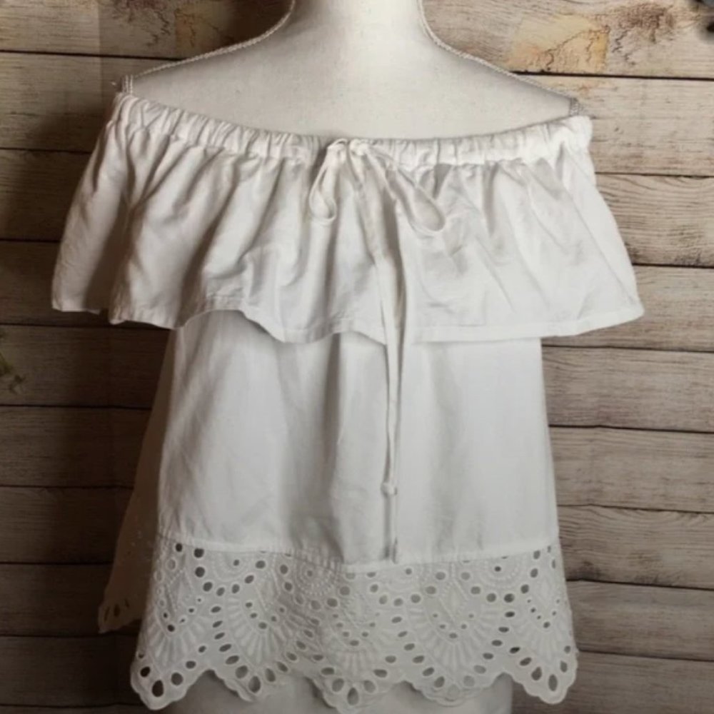 Madewell S White Eyelet Off the Shoulder Blouse